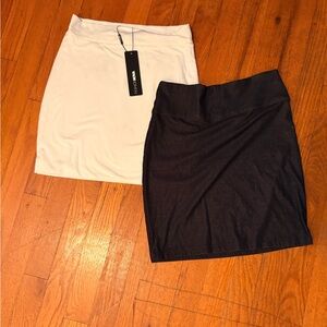 Forever 21 and Fashion Nova White and Black Mini Skirt Set